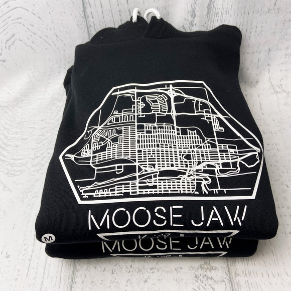 MOOSE JAW, SK Hex Map Black Hoodie [Adult] **Discontinued Colour/Style**