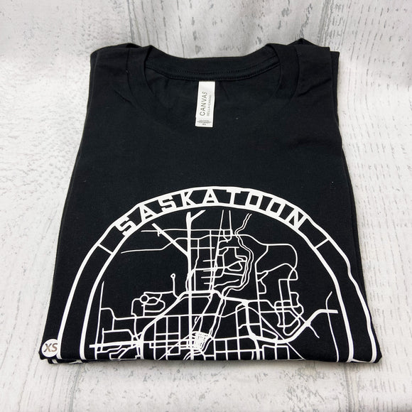 SASKATOON, SK Perimeter Map Black Shirt [Adult] **Discontinued Colour/Style**