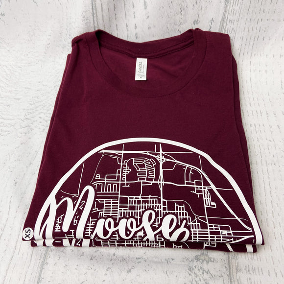 MOOSE JAW, SK Classic Map Maroon Shirt [Adult] **Discontinued Colour/Style**