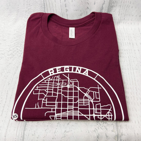 REGINA, SK Perimeter Map Maroon Shirt [Adult] **Discontinued Colour/Style**