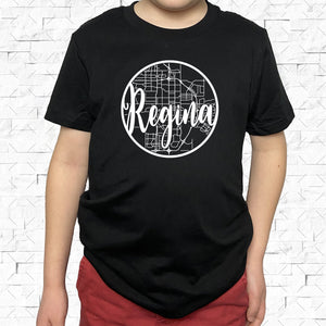 REGINA, SK Classic Map Black Shirt [Youth] **Discontinued Colour/Style**