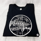 MOOSE JAW, SK Classic Map Black Shirt [Youth] **Discontinued Colour/Style**