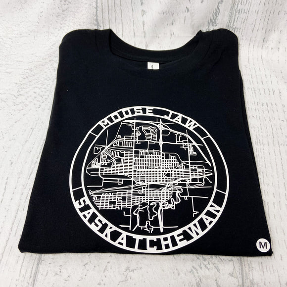 MOOSE JAW, SK Perimeter Map Black Shirt [Youth] **Discontinued Colour/Style**