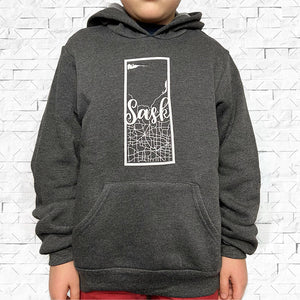 SASK Map Dark Heather Grey Hoodie [Youth] **Discontinued Colour/Style**