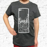 SASK Map Dark Heather Grey Shirt [Youth] **Discontinued Colour/Style**